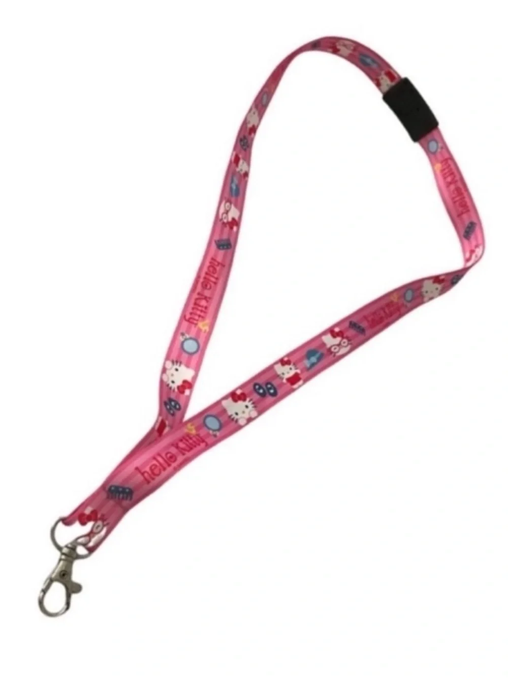 Hello Kitty Lanyard Key Card Holder Easy Snap Clasp Pink Multi